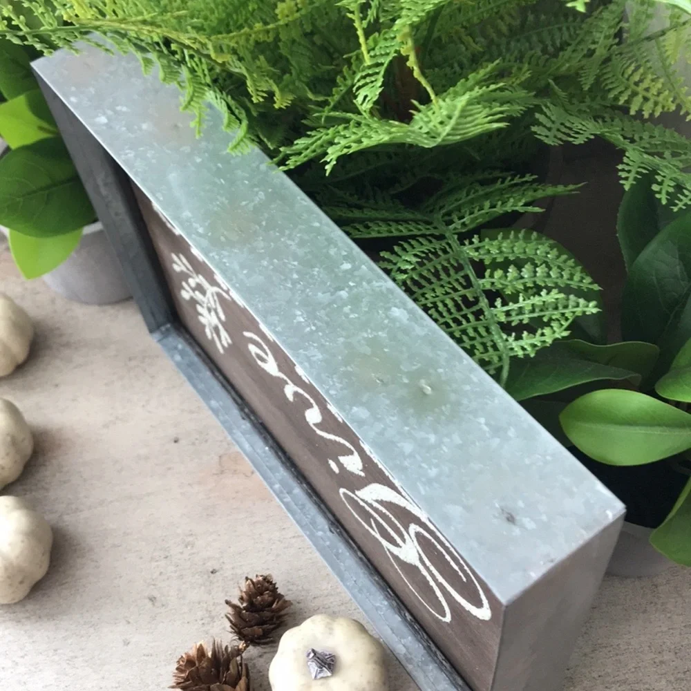 Rustic Farmhouse Fall Harvest wood and galvanized metal decor sign
